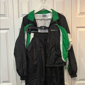 Vintage Reebok Black & Green Tracksuit Set – Unisex 90s Athletic Wear